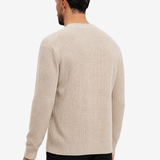 Waffle Knit Sweater Beige - schuin achterkant