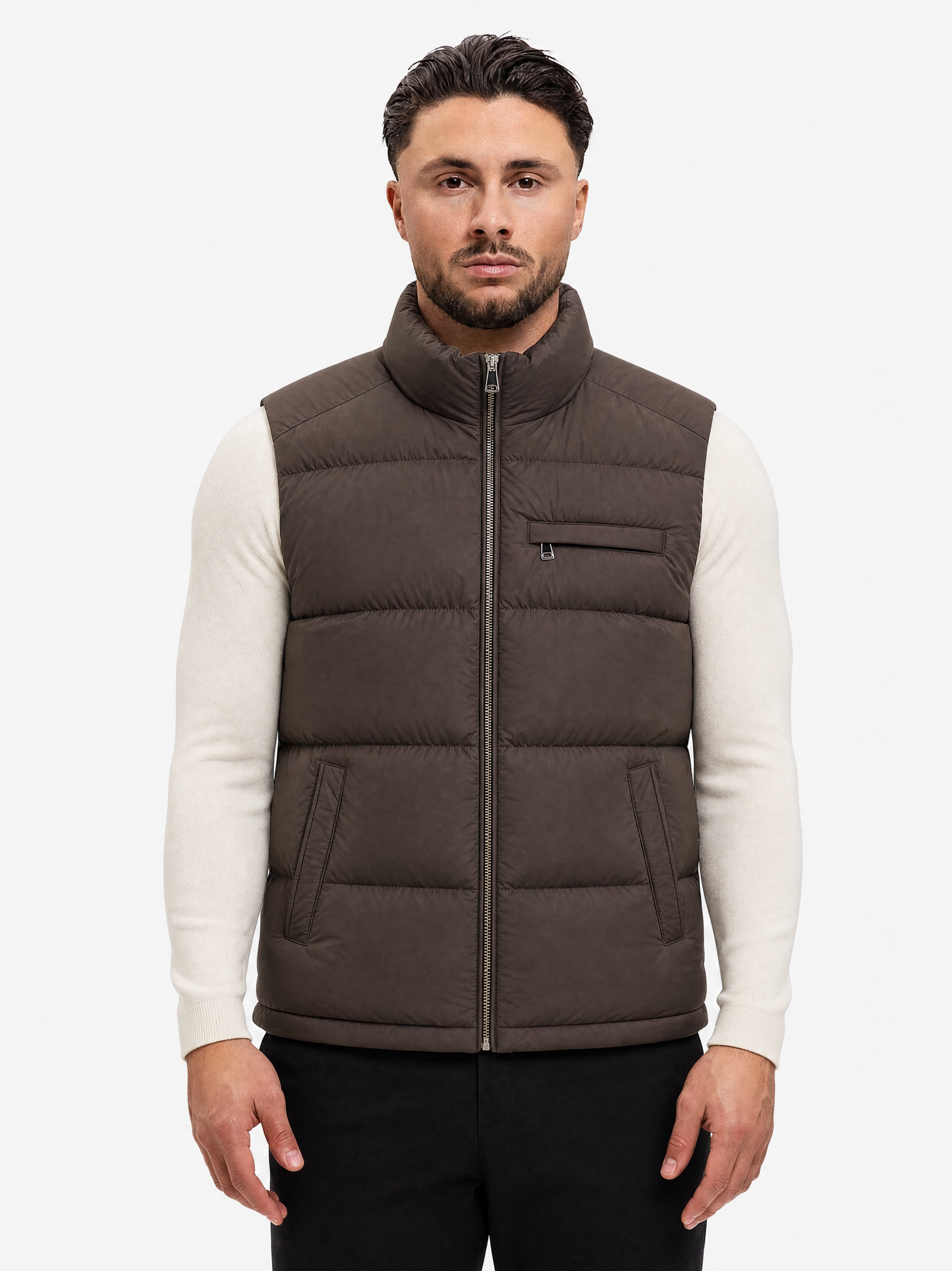 Torino Down Bodywarmer Brown - schuin voorkant