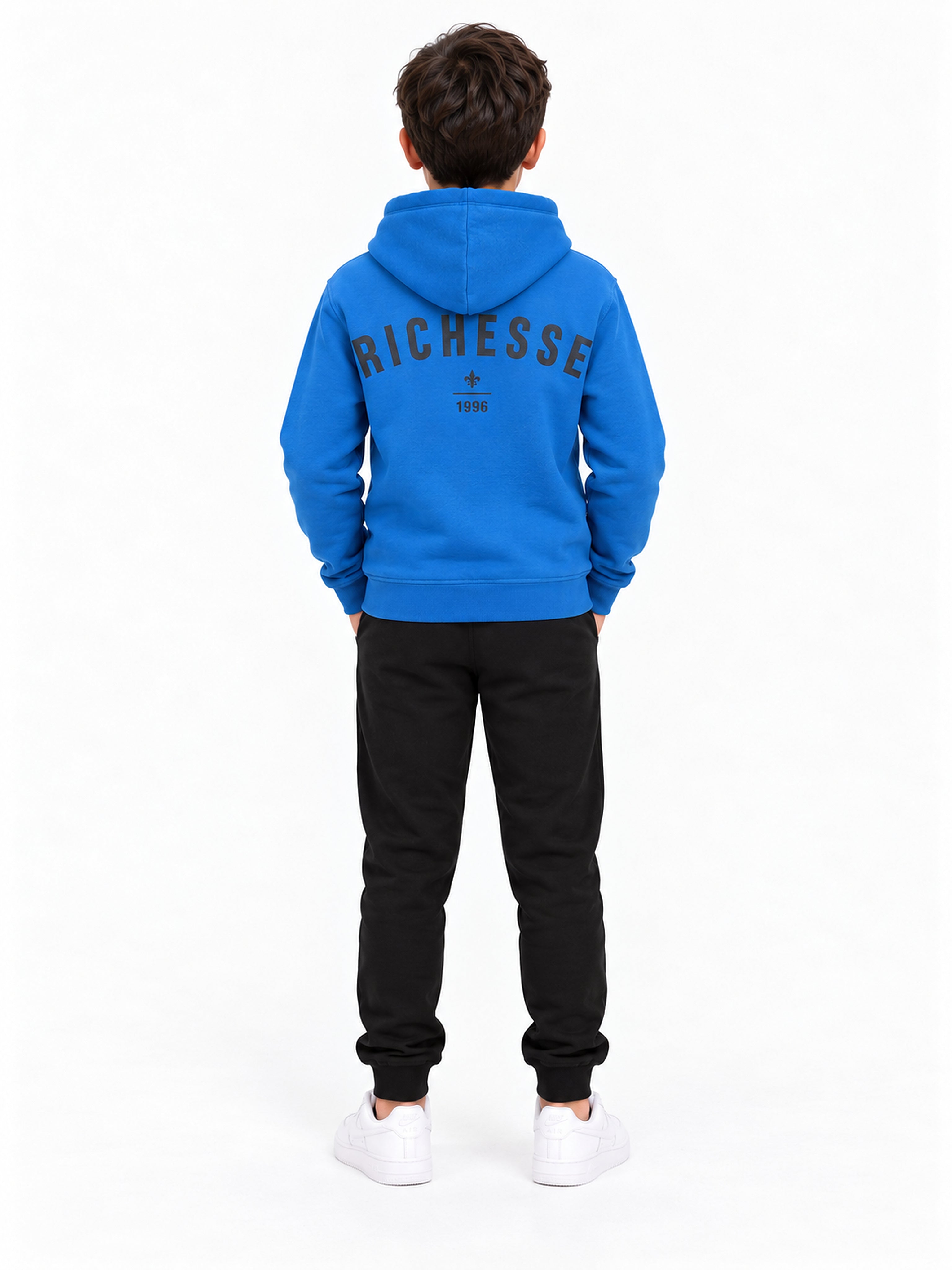 Richesse Deluxe Hoodie JR Blue - achterkant op model