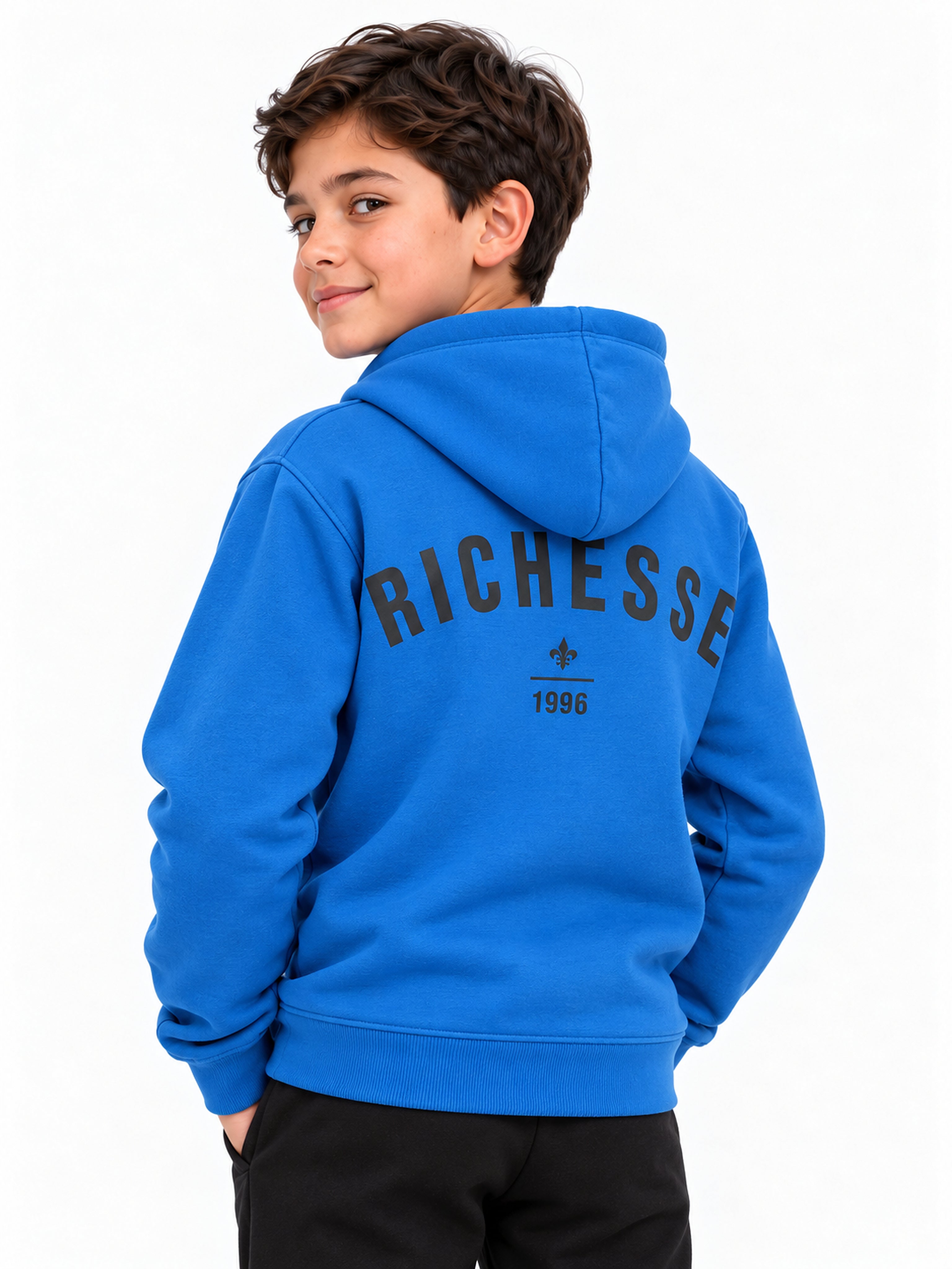 Richesse Deluxe Hoodie JR Blue - close-up print