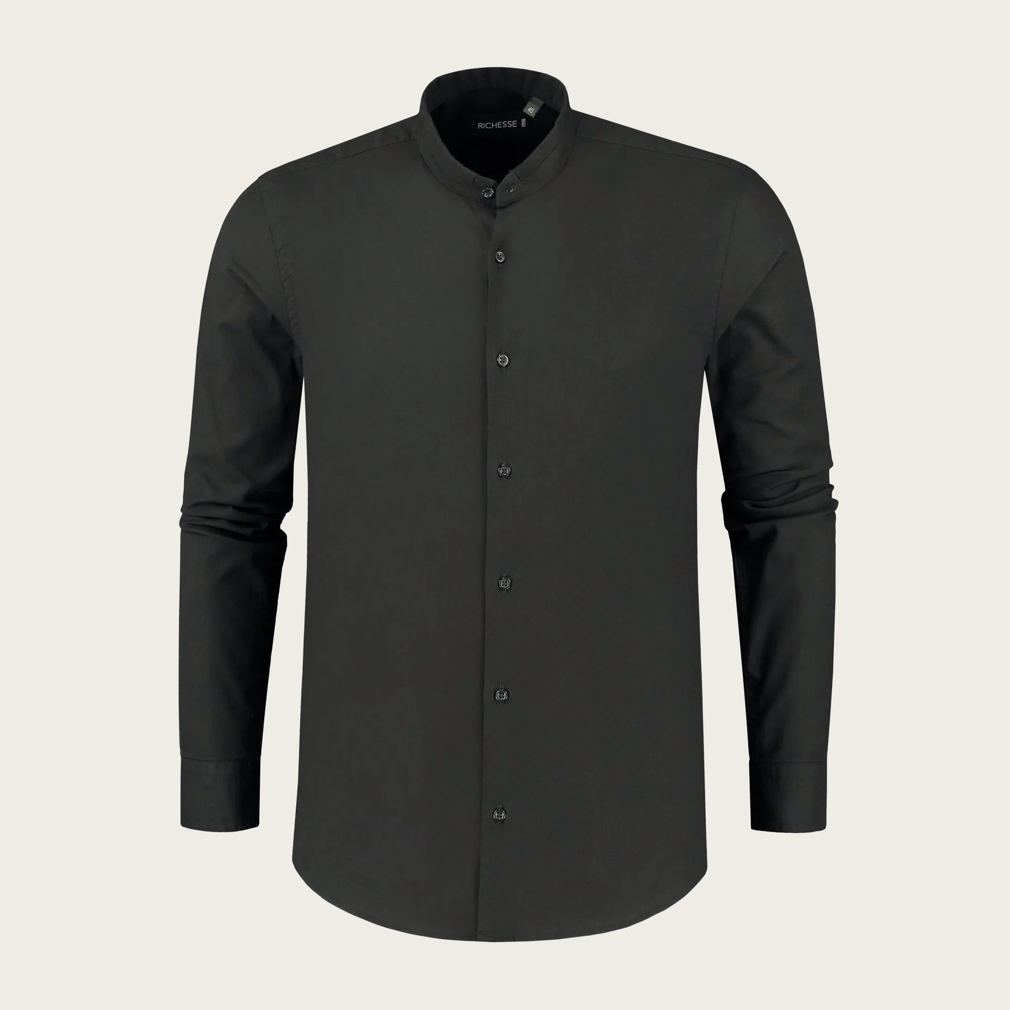 Richesse Mandarin Shirt Black front