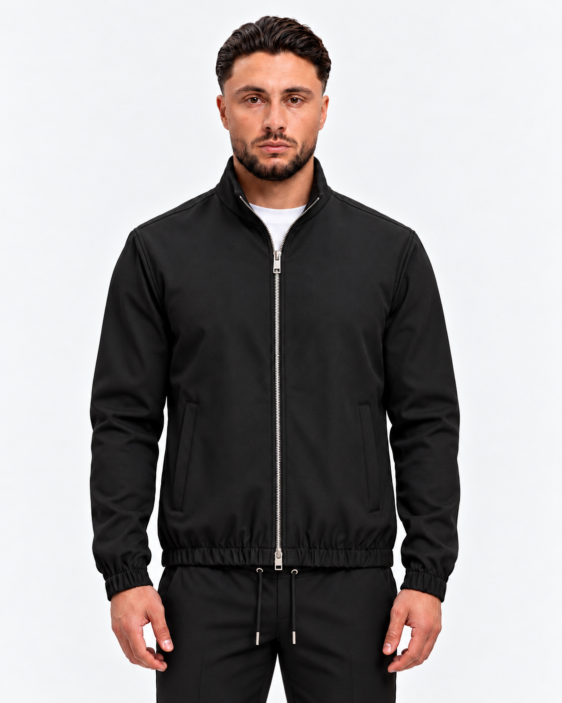 MONZA jacket zwart – voorkant, complete set met bijpassende pants (studio)