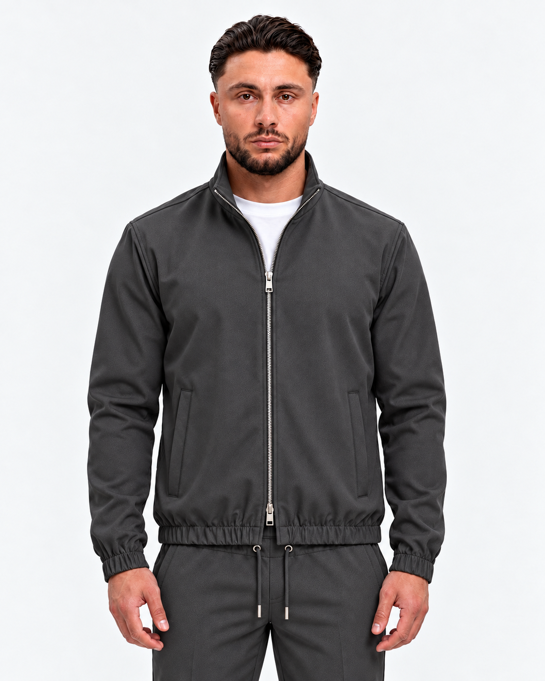 MONZA jacket grijs – voorkant, complete set met bijpassende pants (studio)