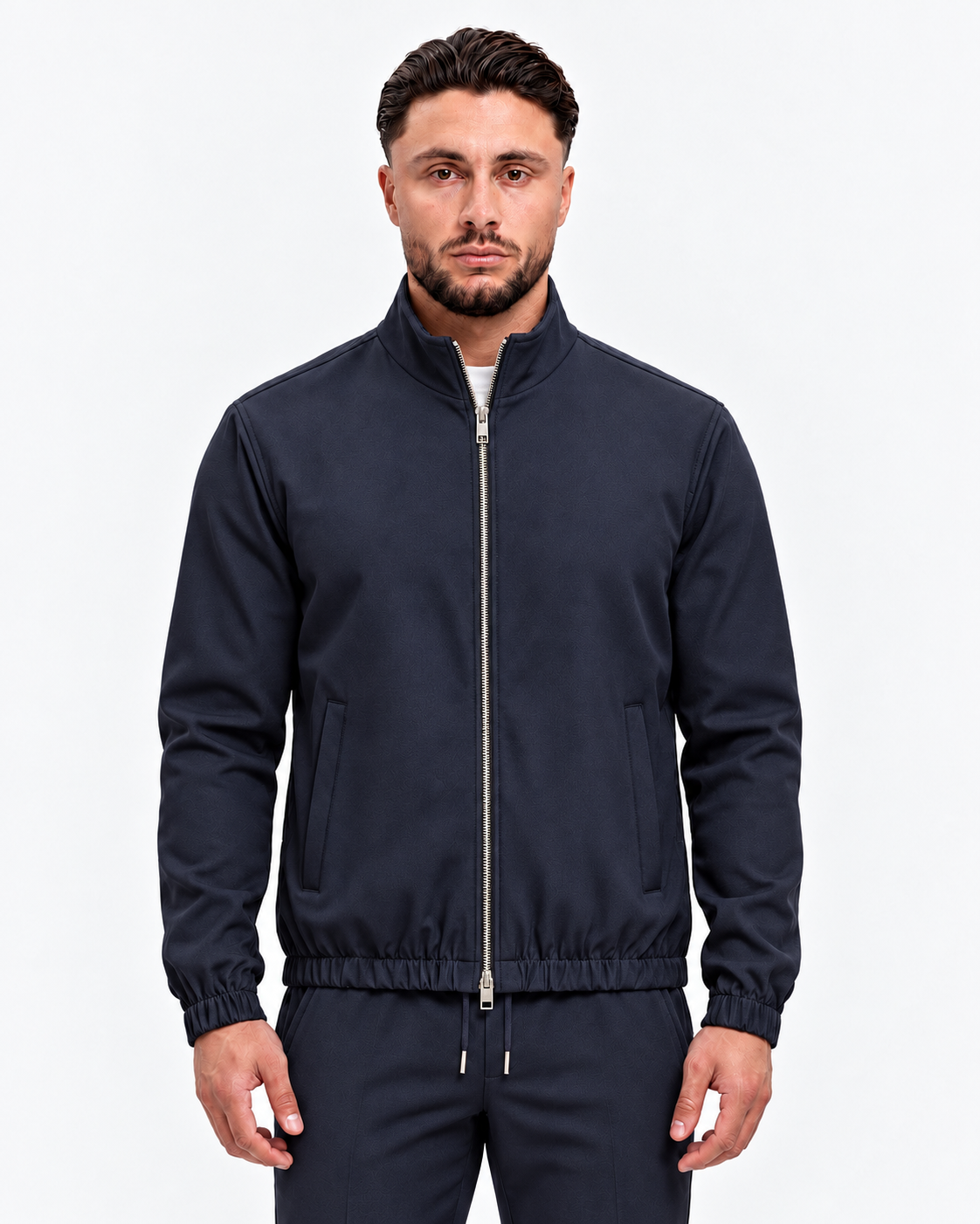 MONZA jacket marineblauw – voorkant, complete set met bijpassende pants (studio)