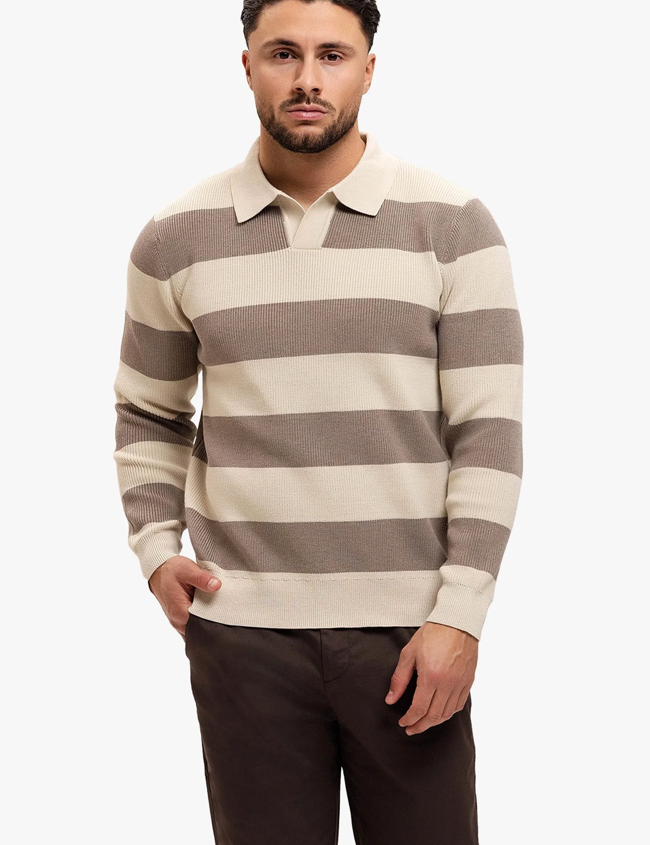 Cortez Knitted Polo Brown Creme