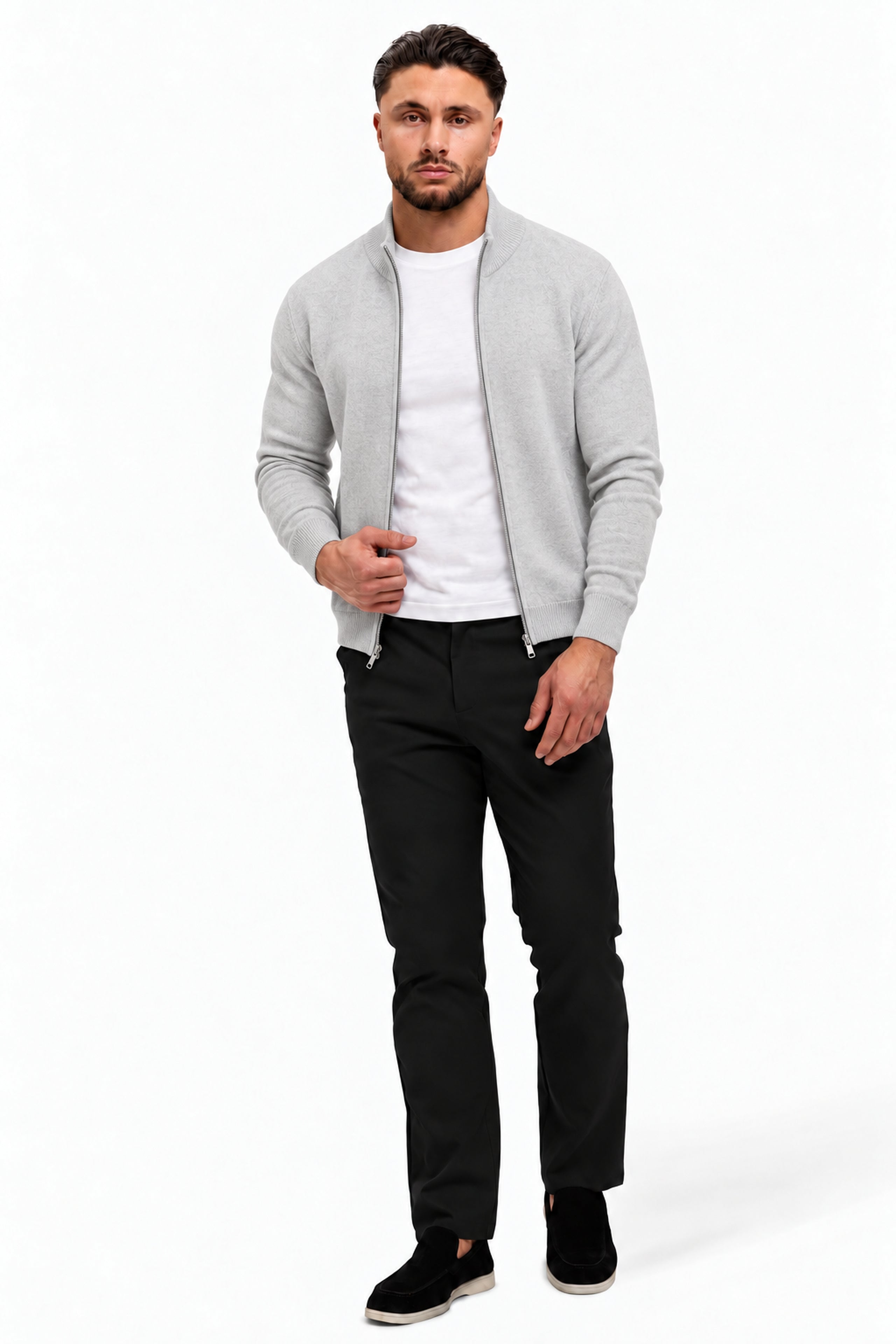 RIVAS HEAVY ZIPPER VEST GREY - studio full-body