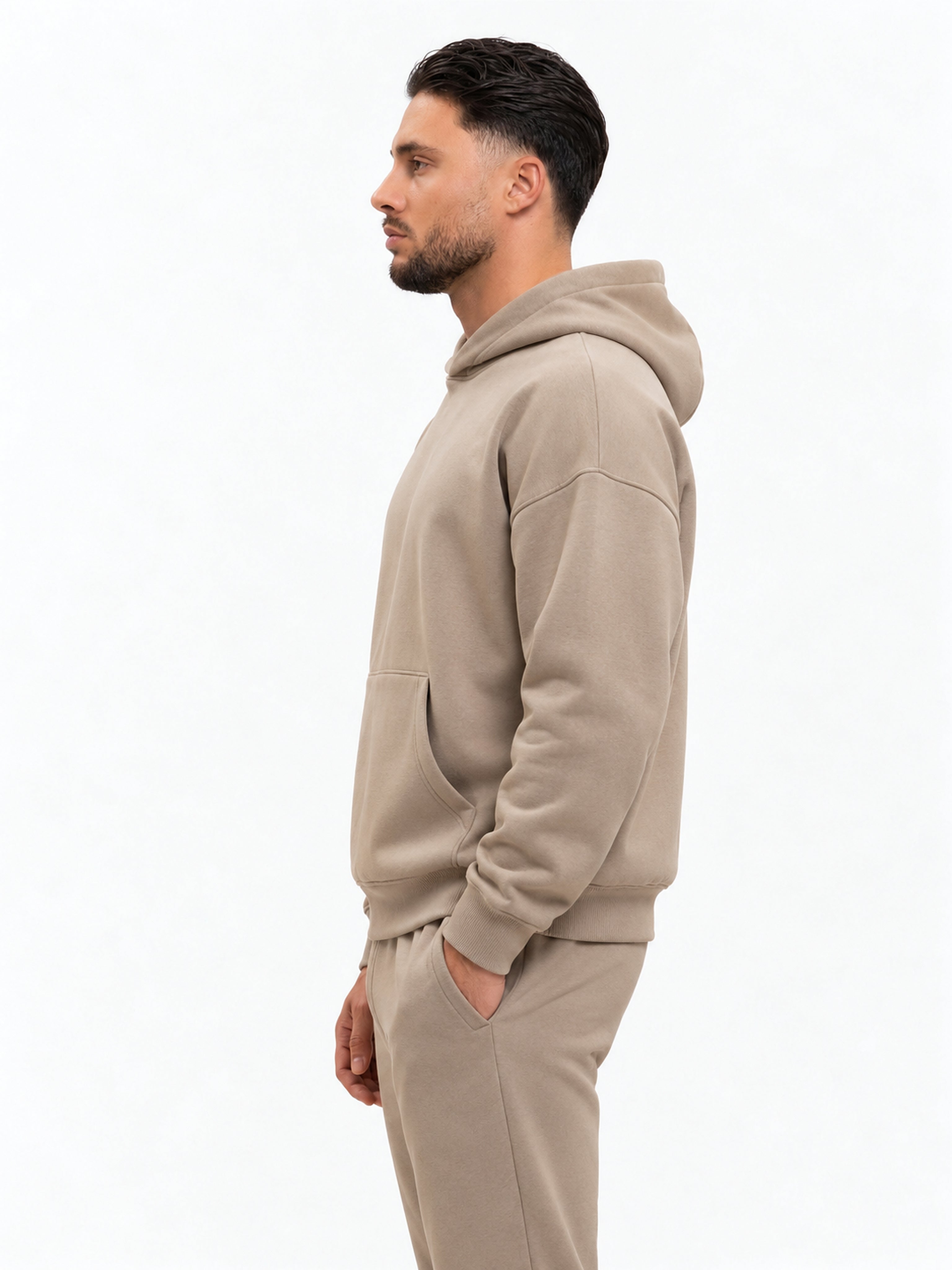 RK Blank Hoodie Brown Oversized - zijkant