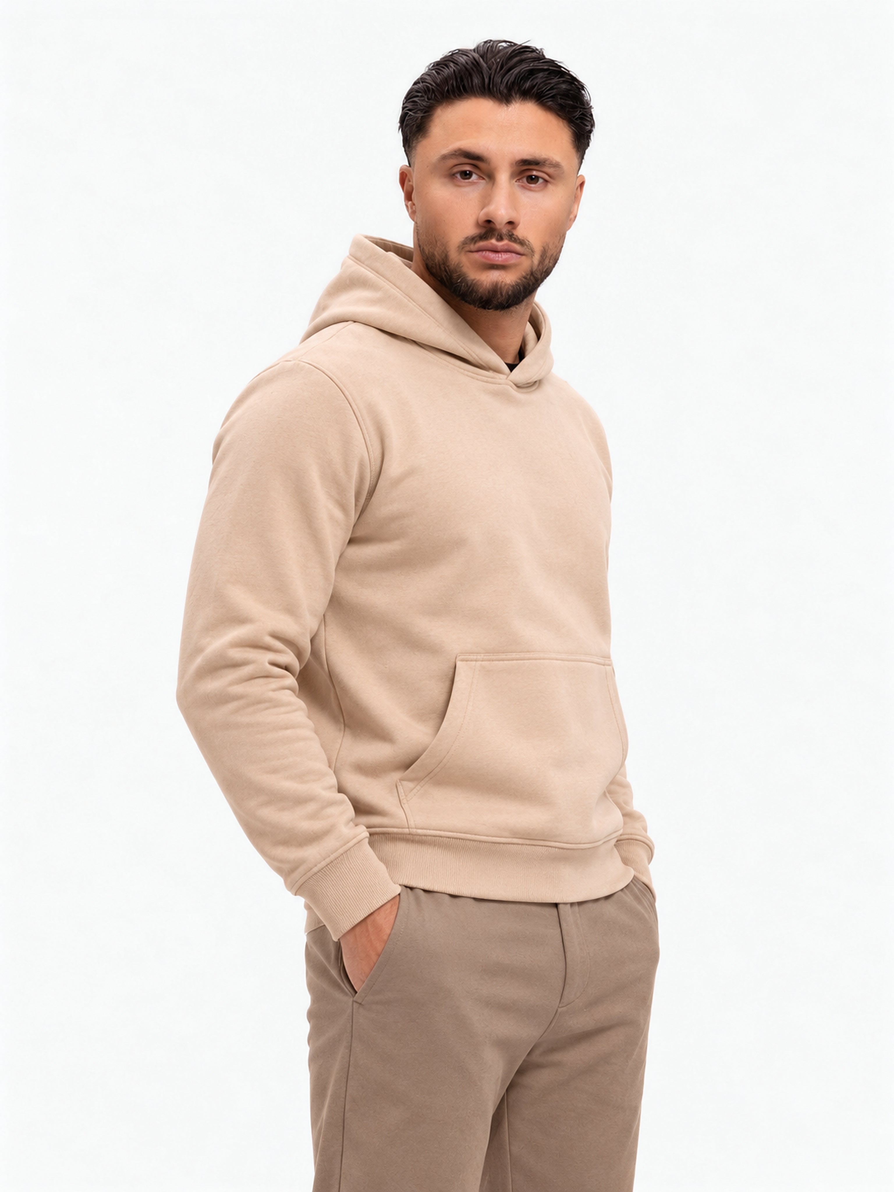 RK Blank Hoodie Brown Regular Fit - schuin