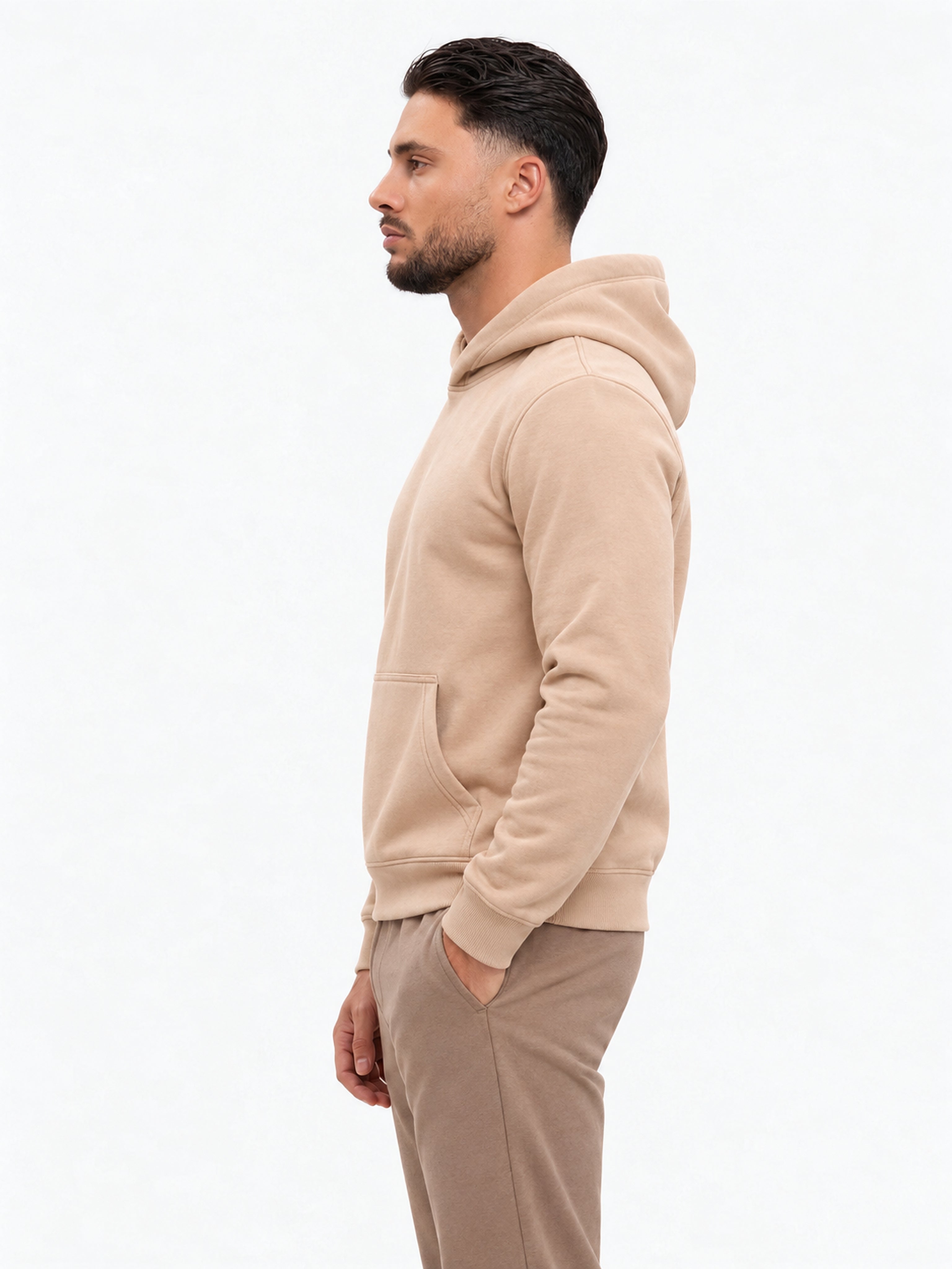RK Blank Hoodie Brown Regular Fit - zijkant