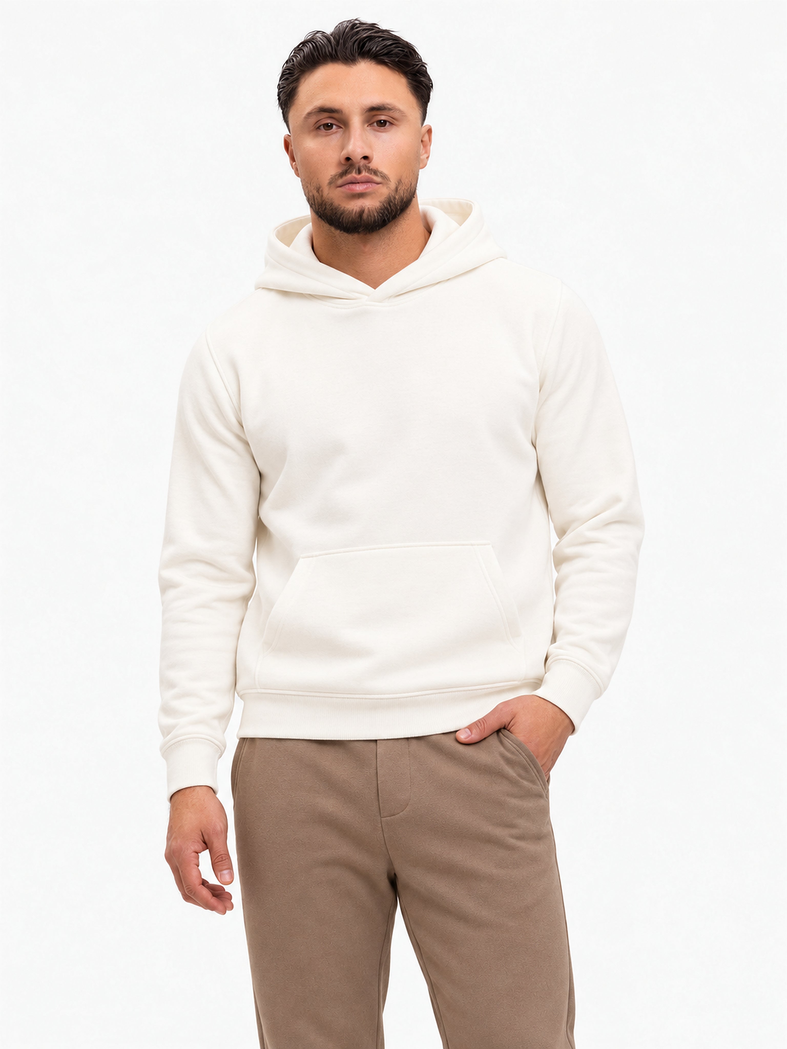 RK Blank Hoodie Creme Regular Fit - voorkant