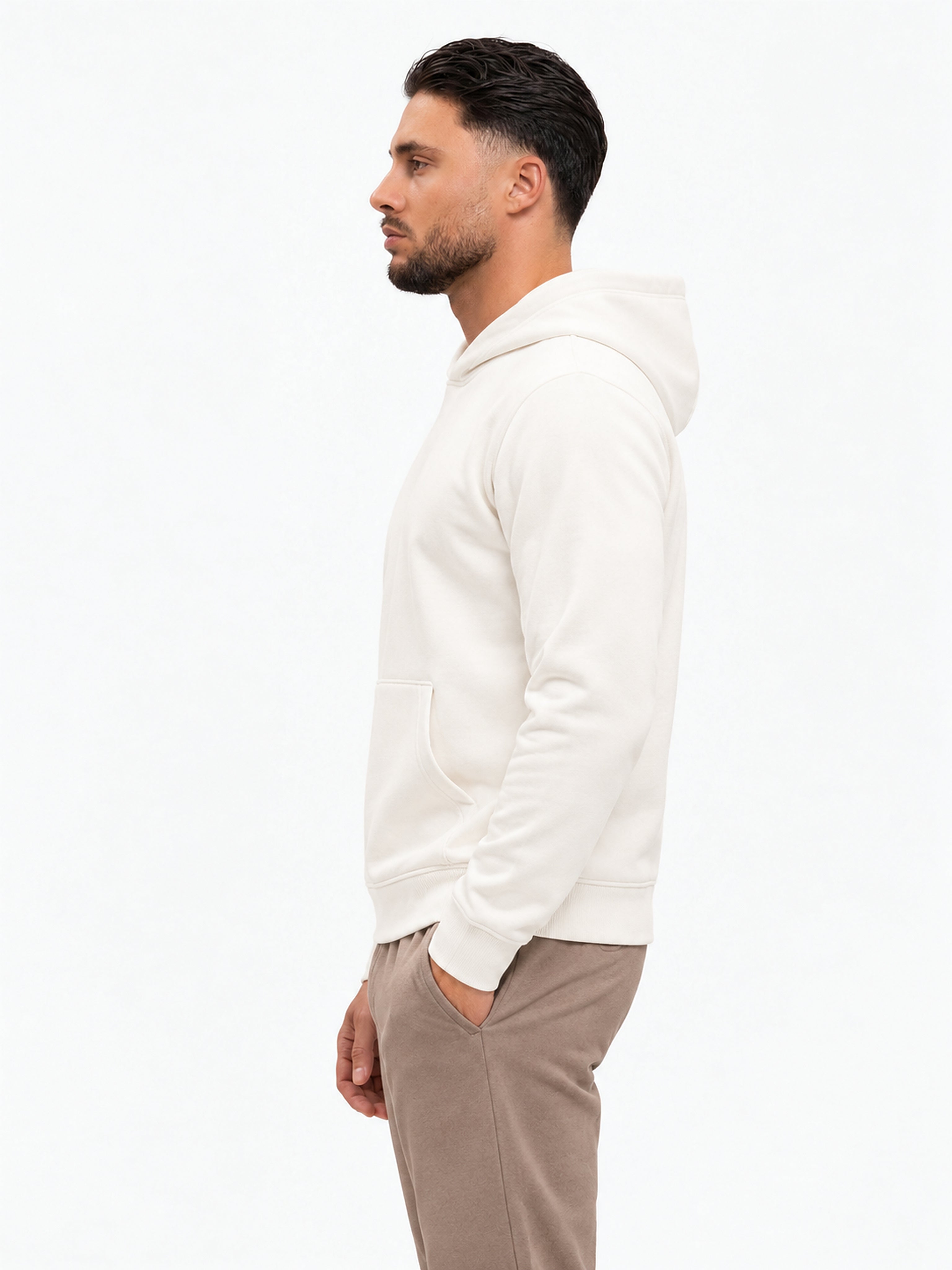 RK Blank Hoodie Creme Regular Fit - zijkant