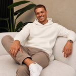 RK Blank Hoodie Creme Regular Fit - gedragen, zittend