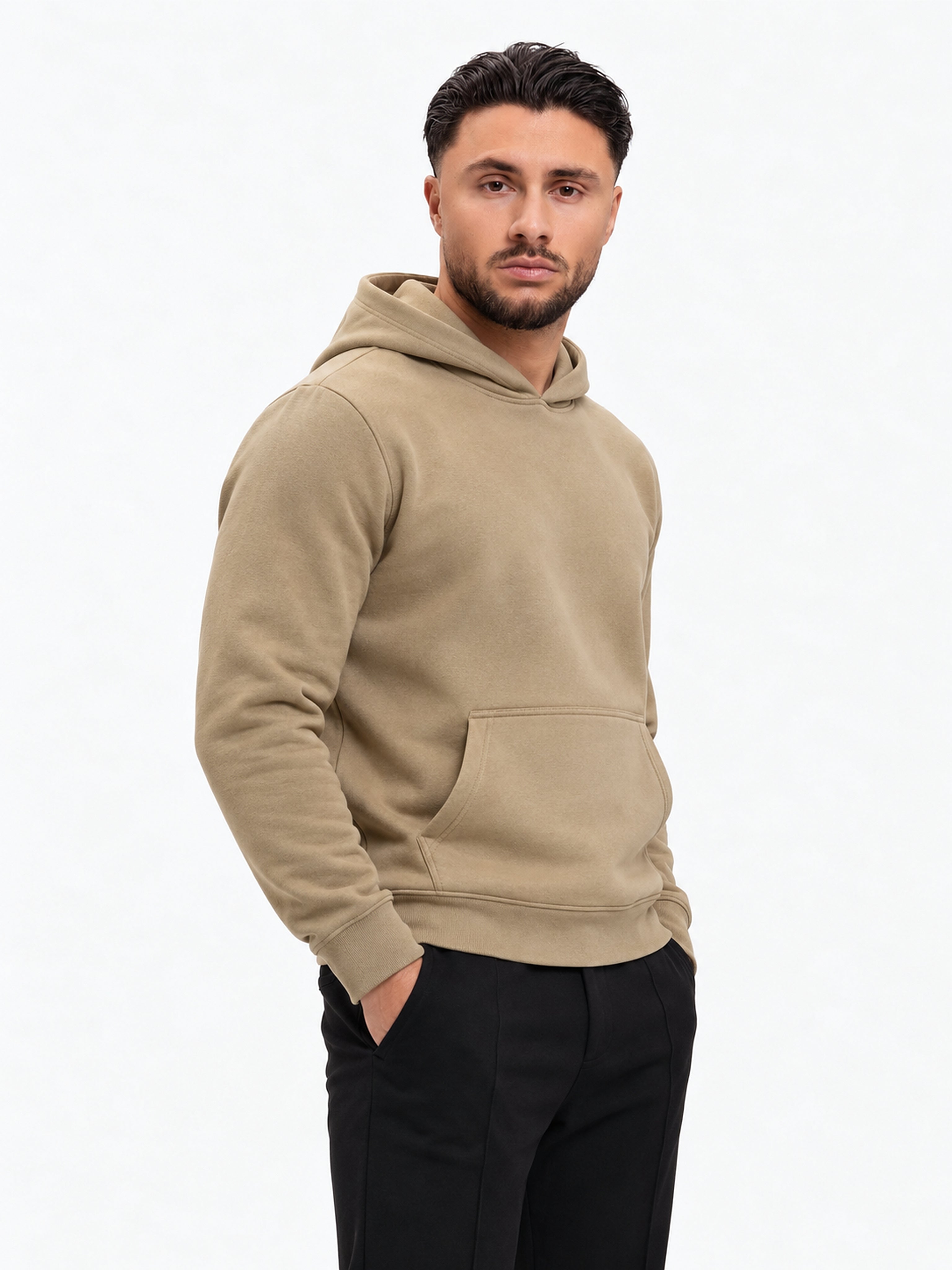 RK Blank Hoodie Olive Regular Fit - schuin