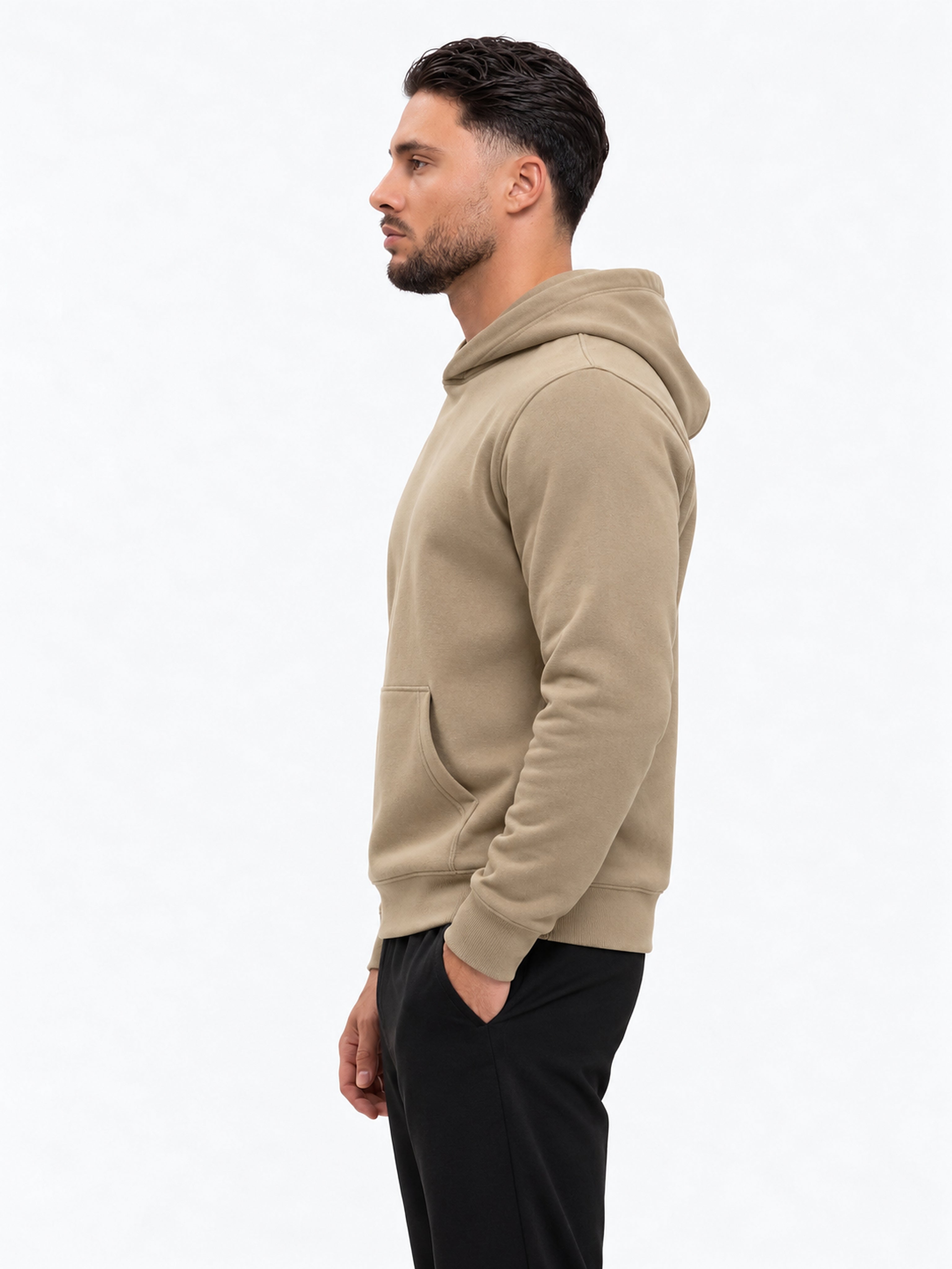RK Blank Hoodie Olive Regular Fit - zijkant