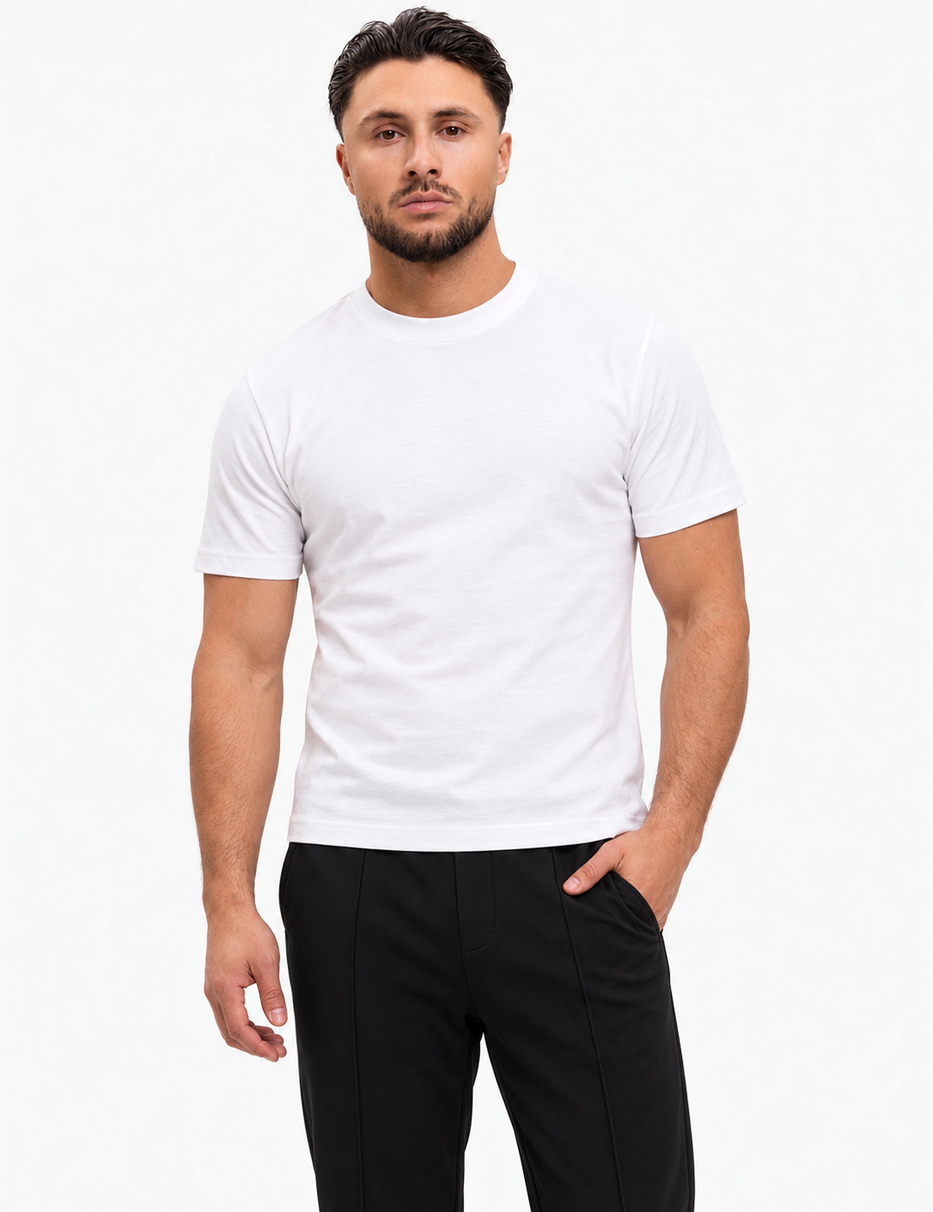 RK Blank Tee White Slimfit - voorkant