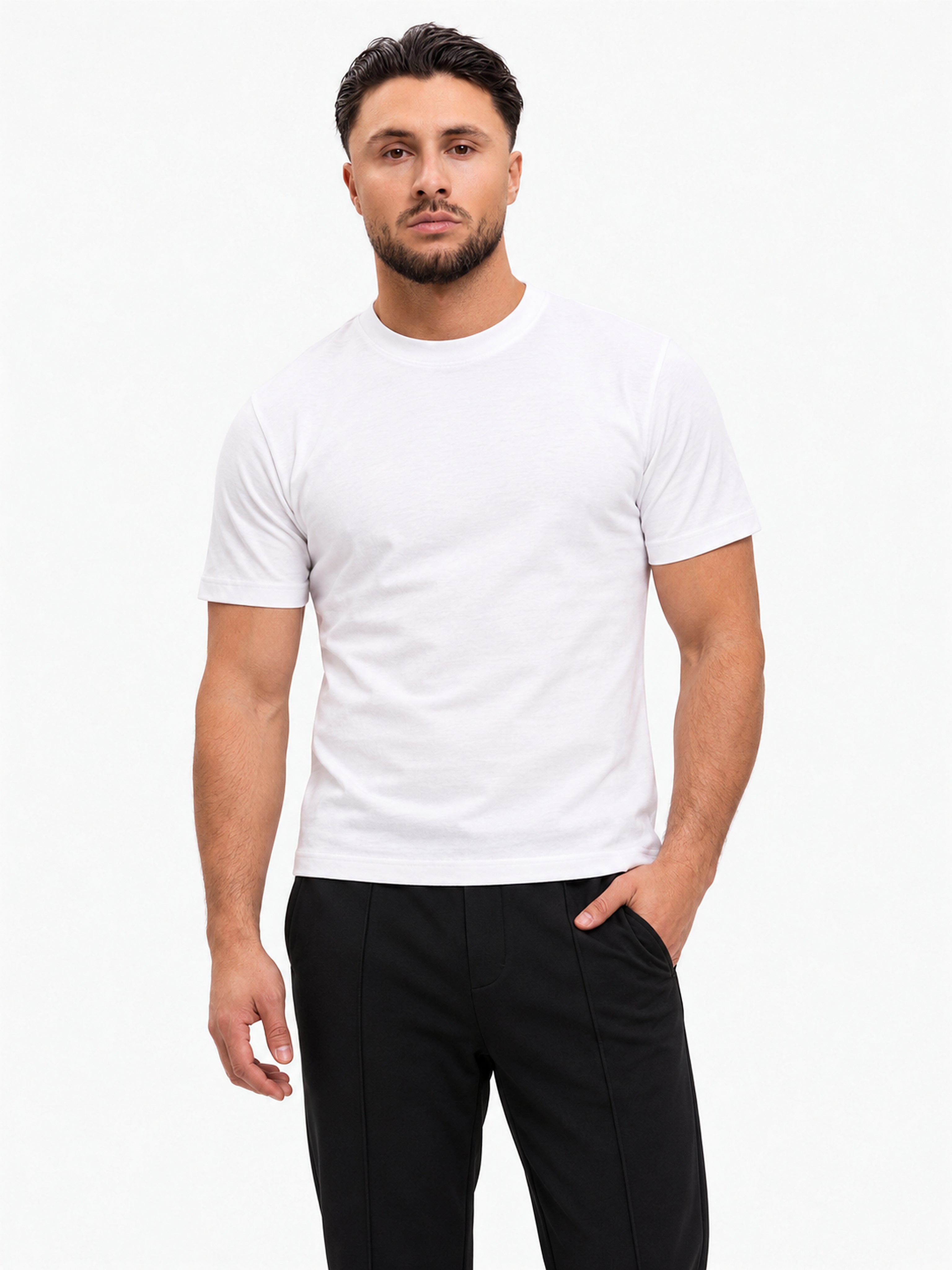 RK Blank Tee White Slimfit - voorkant