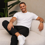 RK Blank Tee White Slimfit - gedragen, zittend