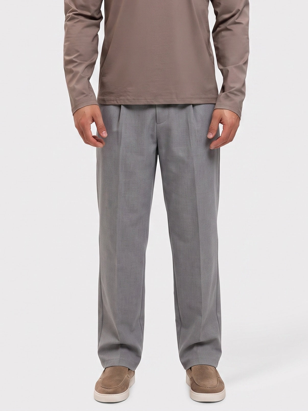Romeo Straight Pants Grey - voor