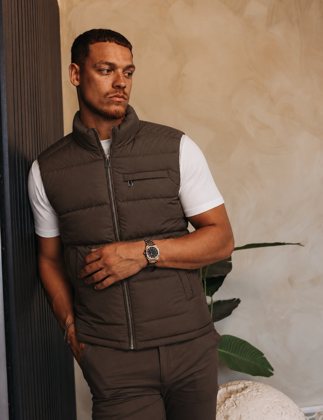 TORINO DOWN BODYWARMER | BROWN — lifestylefoto